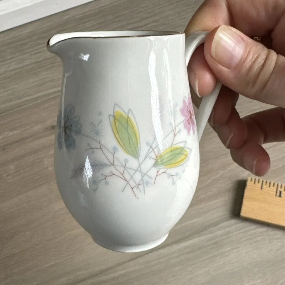 Bavaria Flowers Creamer Pitcher Germany 3” Tall Gold Accents Porcelain‎ Ceramic
